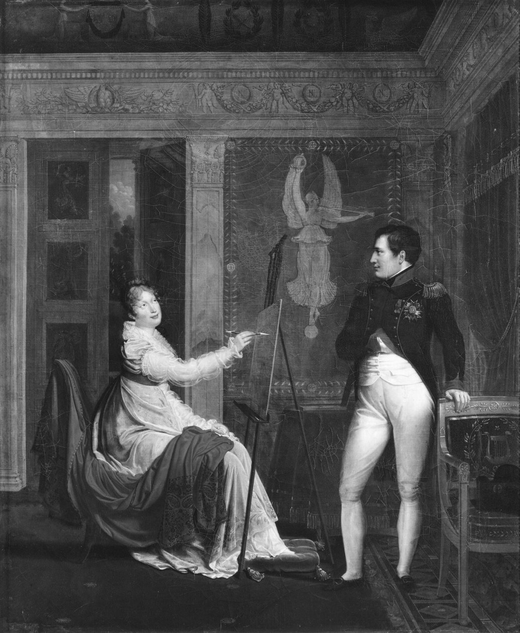 Marie Louise de Habsbourg Lorraine peignant un portrait de Napoléon Ier - Alexandre Menjaud