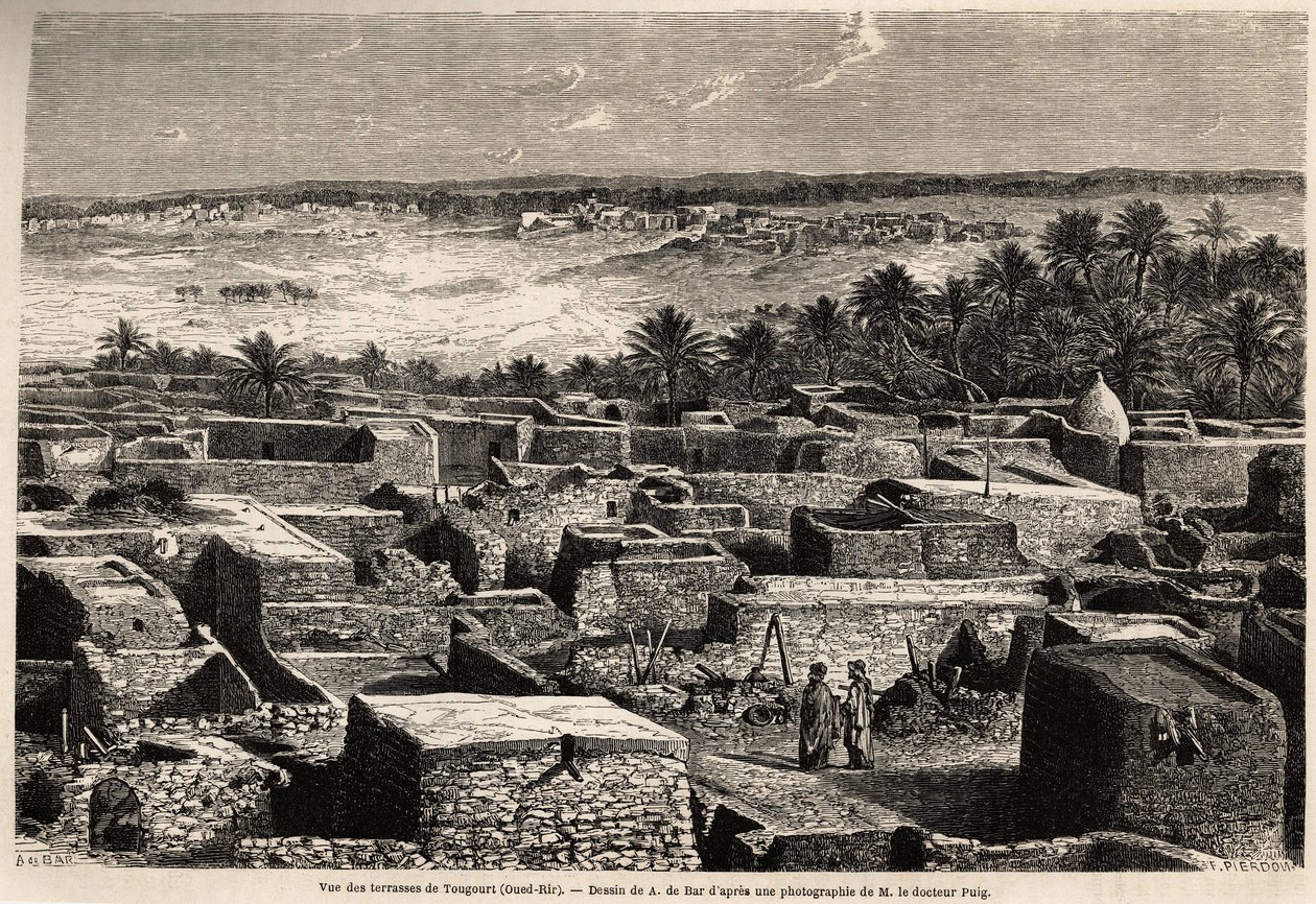 Vue des terrasses de Touggourt (Oued Rir) - Alexandre de (after) Bar