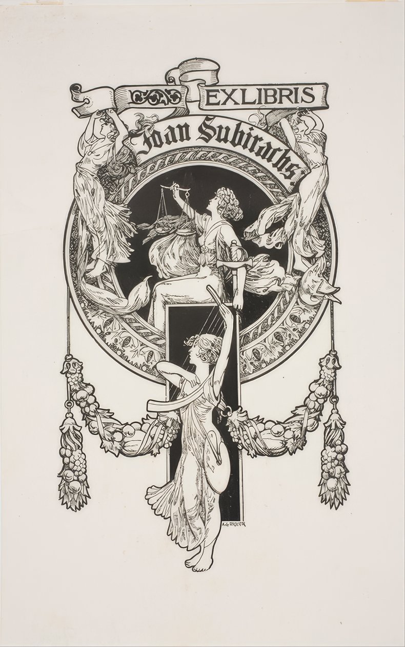 Ex-libris de Joan Subirachs - Alexandre de Riquer