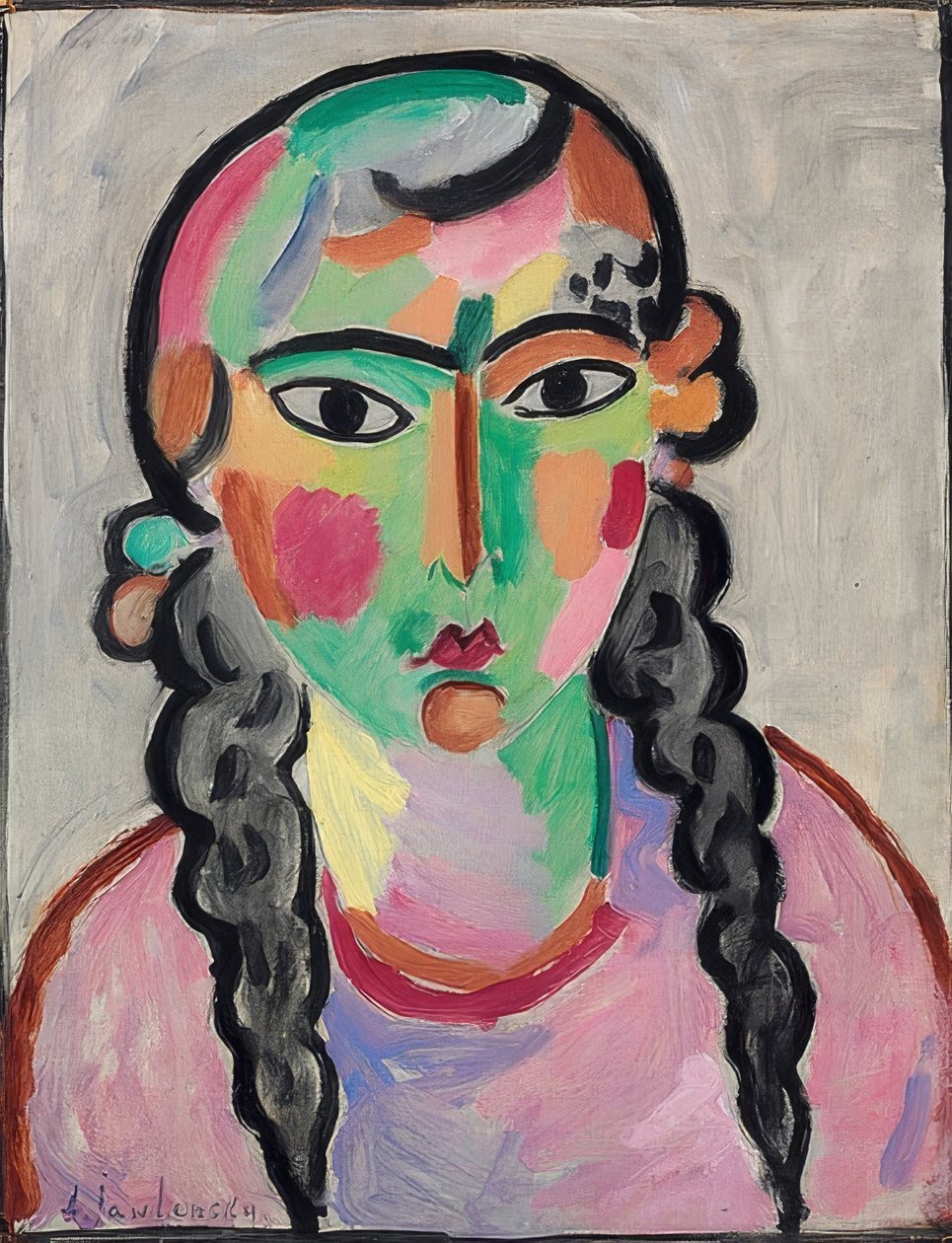 La fille pâle aux tresses grises - Alexej von Jawlensky
