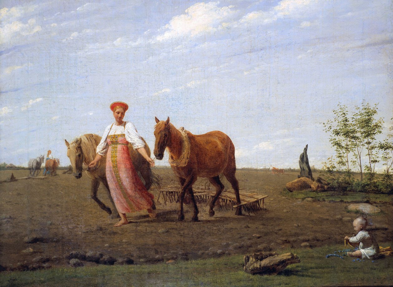 Russe : "Dans le champ labouré. Printemps" Dans le champ labouré. Printemps - Alexey Venetsianov