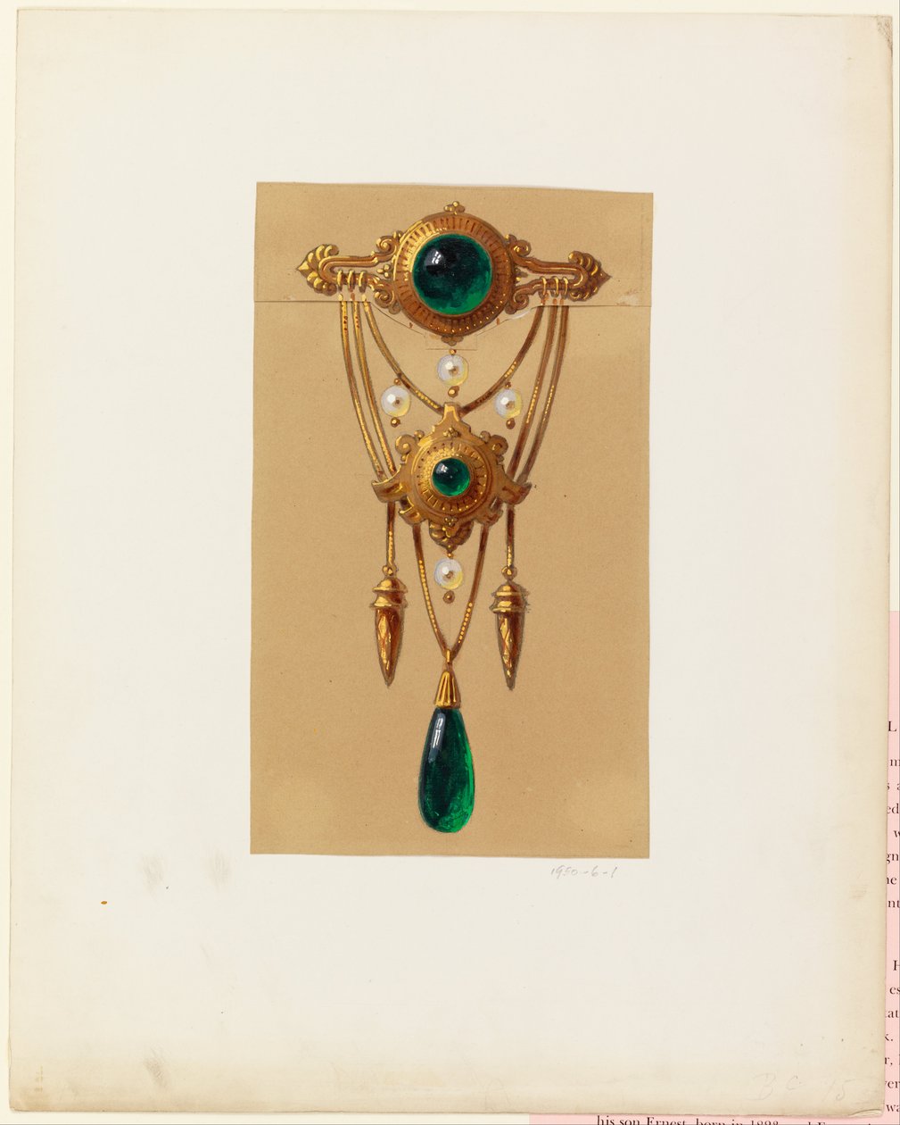 Conception pour une broche en or et gemme cabochon - Alexis Falize