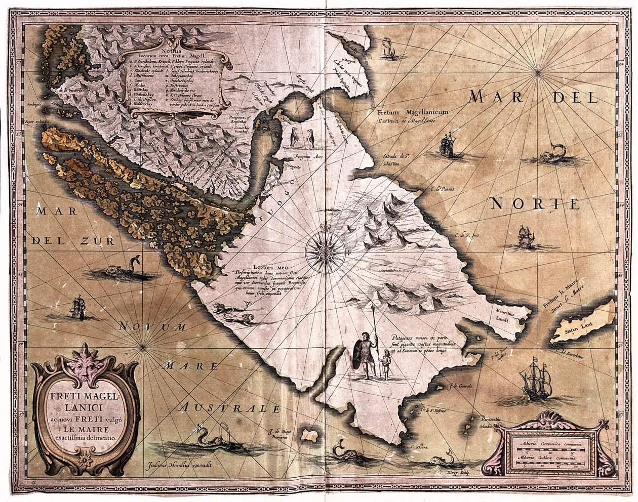 Détroit de Magellan, Terre de Feu, par A.H. Jaillot dans l