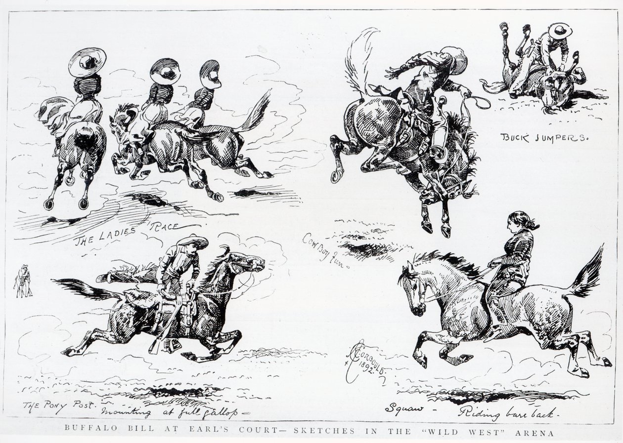 Croquis du spectacle du Wild West de Buffalo Bill à Earl