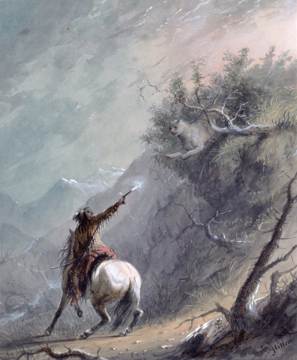 Chasse au cougar - Alfred Jacob Miller