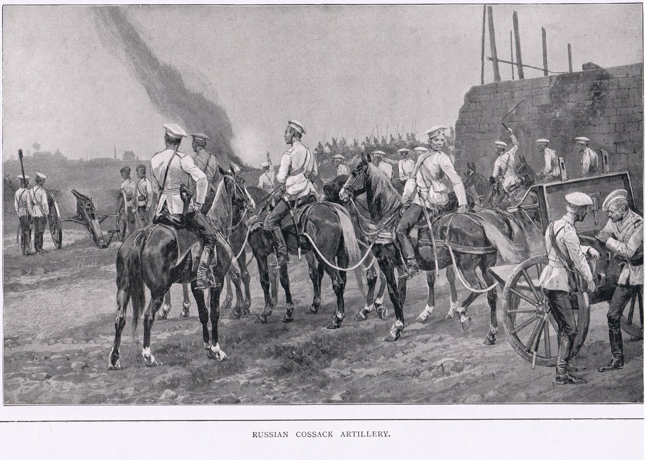 Artillerie Cosaque Russe pendant la Guerre Russo-Japonaise - Alfred Pearse