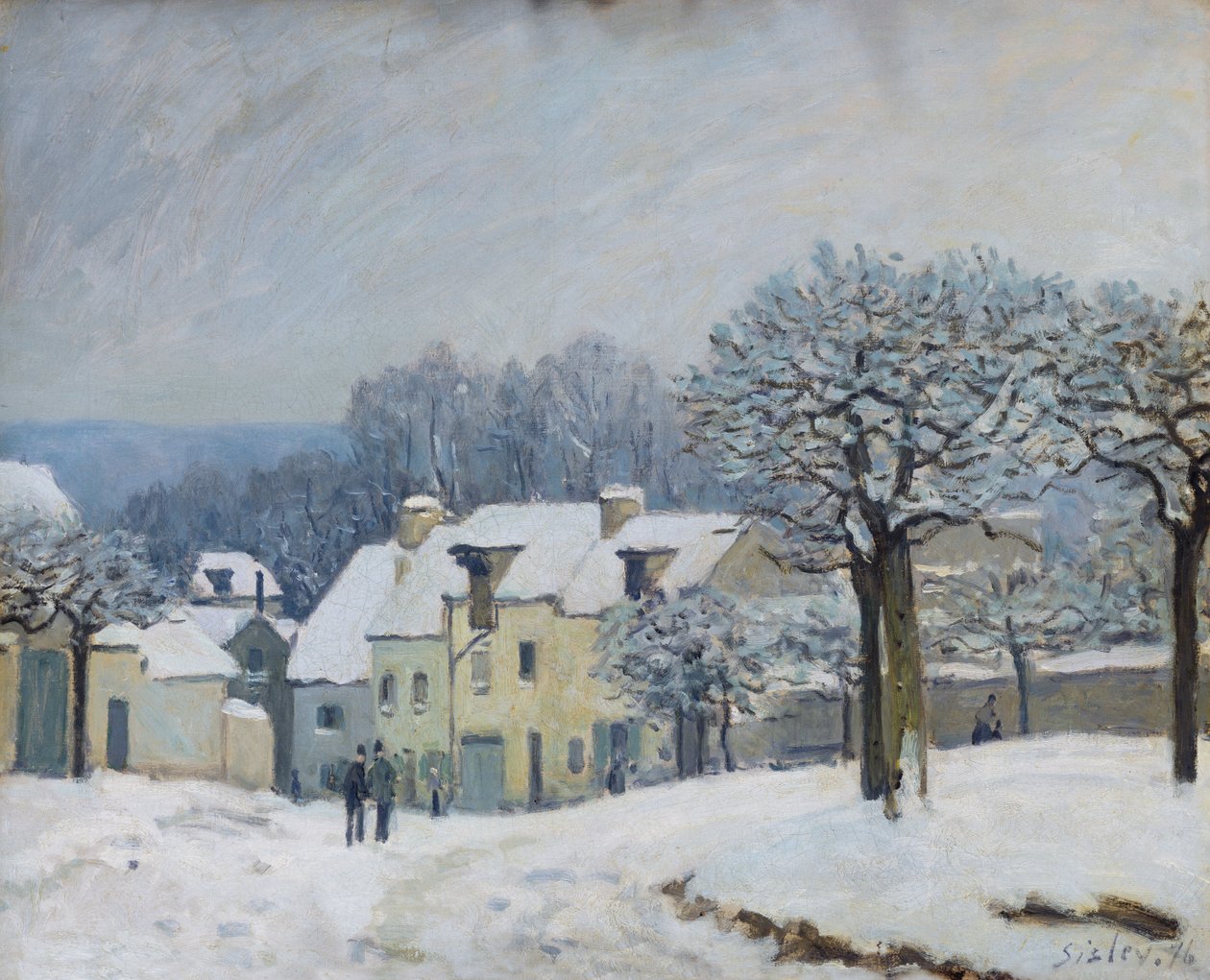 La Place du Chenil à Marly-le-Roi, Neige, 1876 - Alfred Sisley