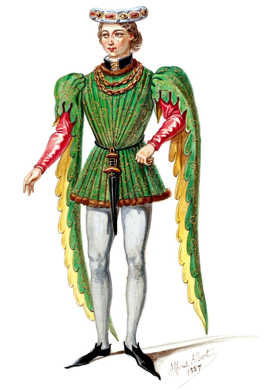 Halévy - La magicienne - maquettes de costumes par Alfred Albert - 02. Seigneur, choeurs hommes (retouched) - Alfred Albert