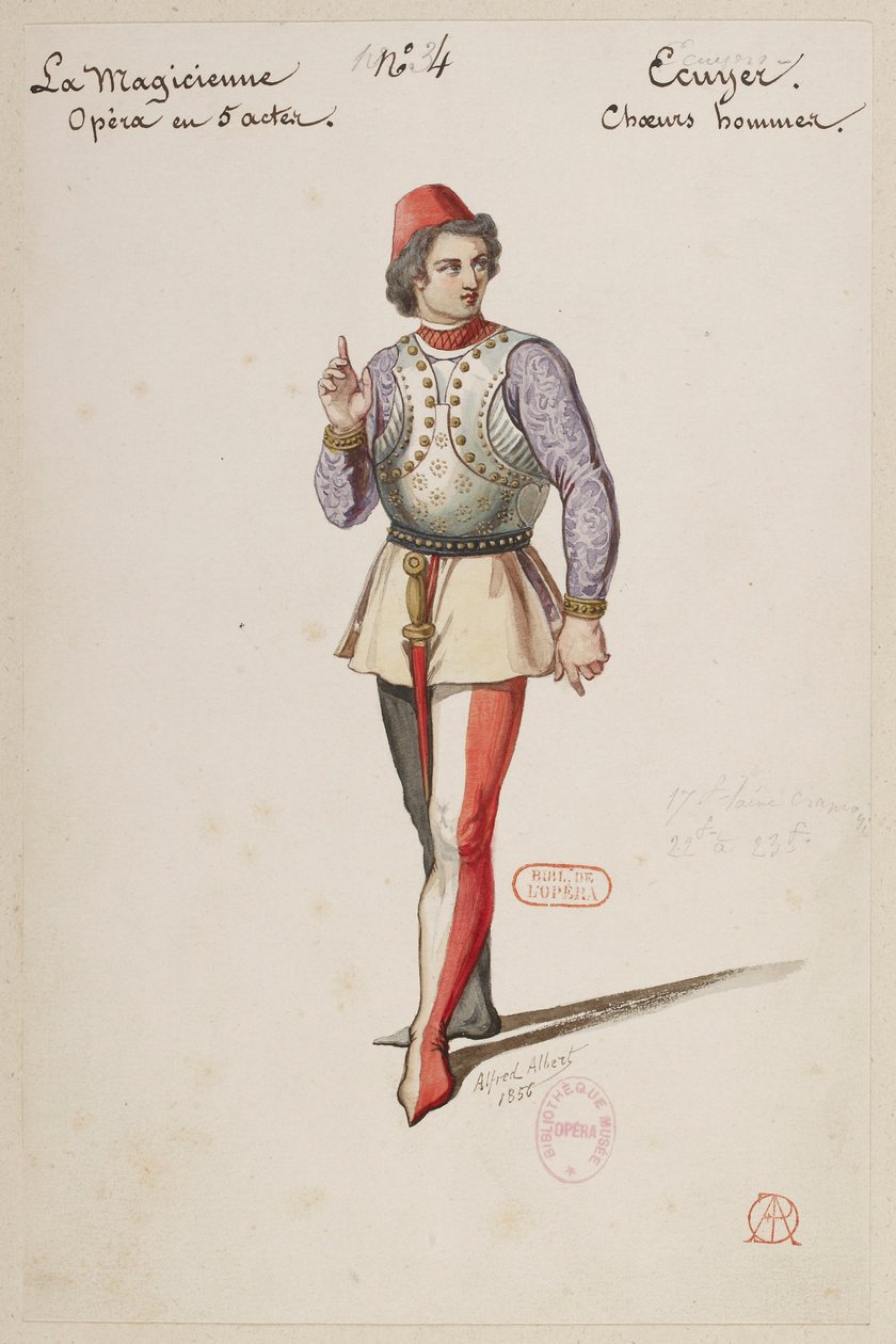 Halévy - La magicienne - maquettes de costumes par Alfred Albert - 04. Ecuyer, choeurs hommes - Alfred Albert