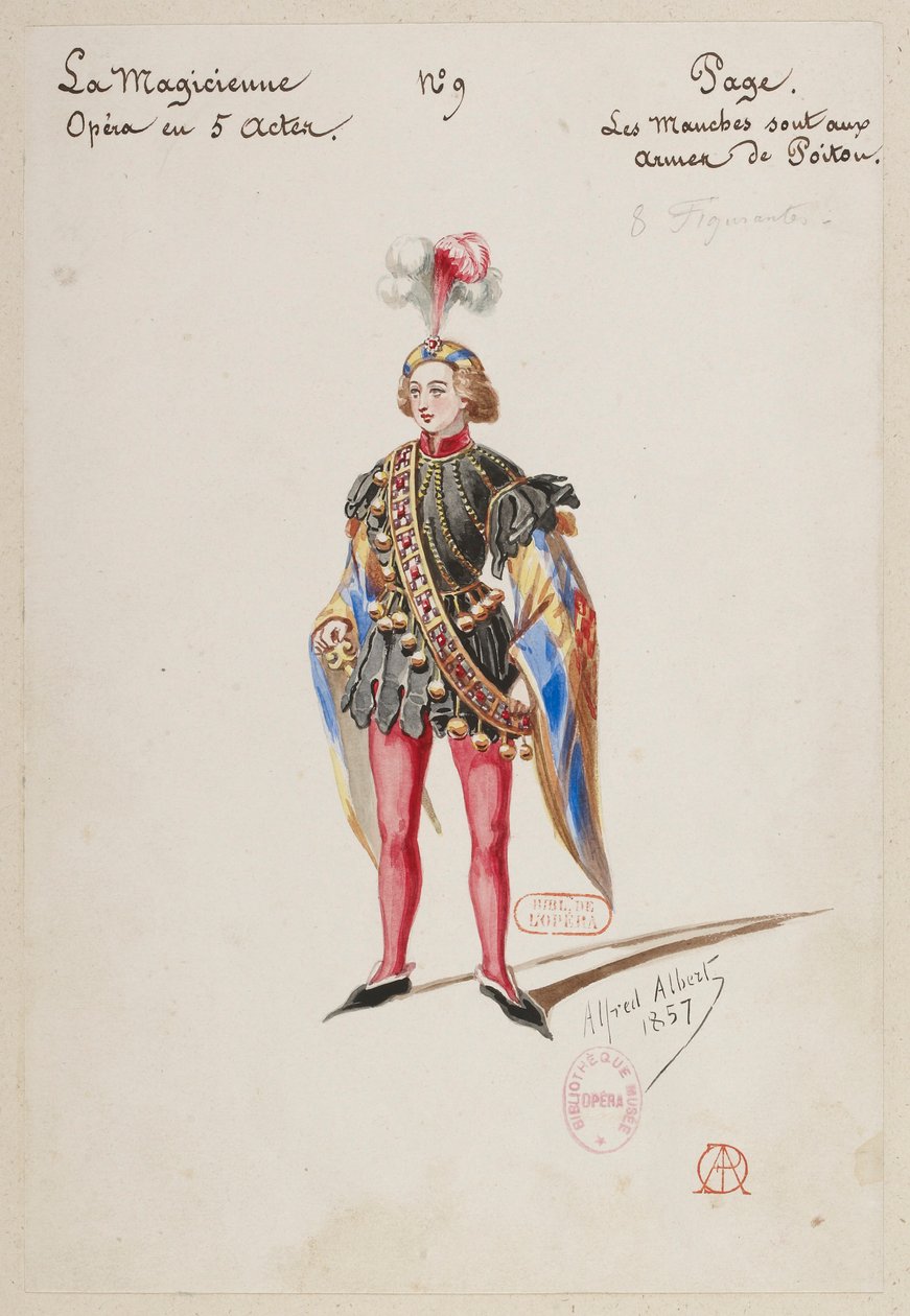 Halévy - La magicienne - maquettes de costumes par Alfred Albert - 09. Page. Huit figurantes - Alfred Albert