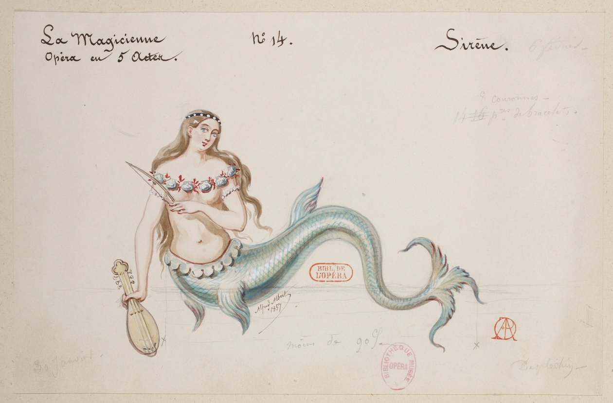 Halévy - La magicienne - maquettes de costumes par Alfred Albert - 14. Sirène - Alfred Albert