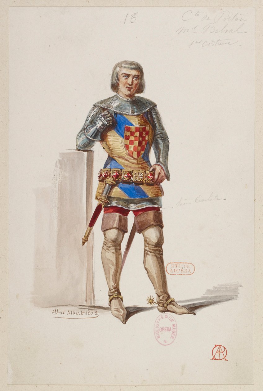 Halévy - La magicienne - maquettes de costumes par Alfred Albert - 16. Comte de Poitou, 1er costume, M. Belval - Alfred Albert