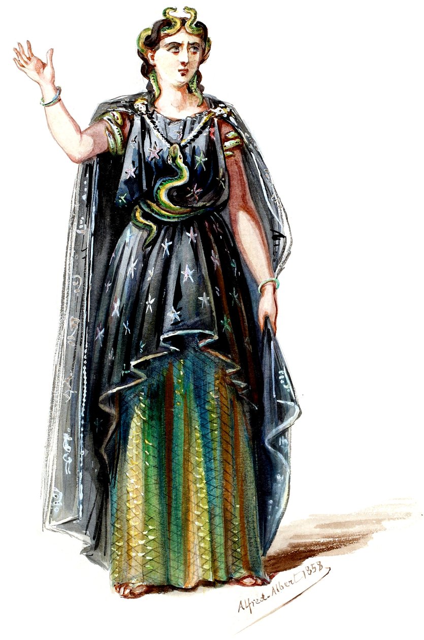 Halévy - La magicienne - maquettes de costumes par Alfred Albert - 20. Mélusine, 2e costume (retouched) - Alfred Albert