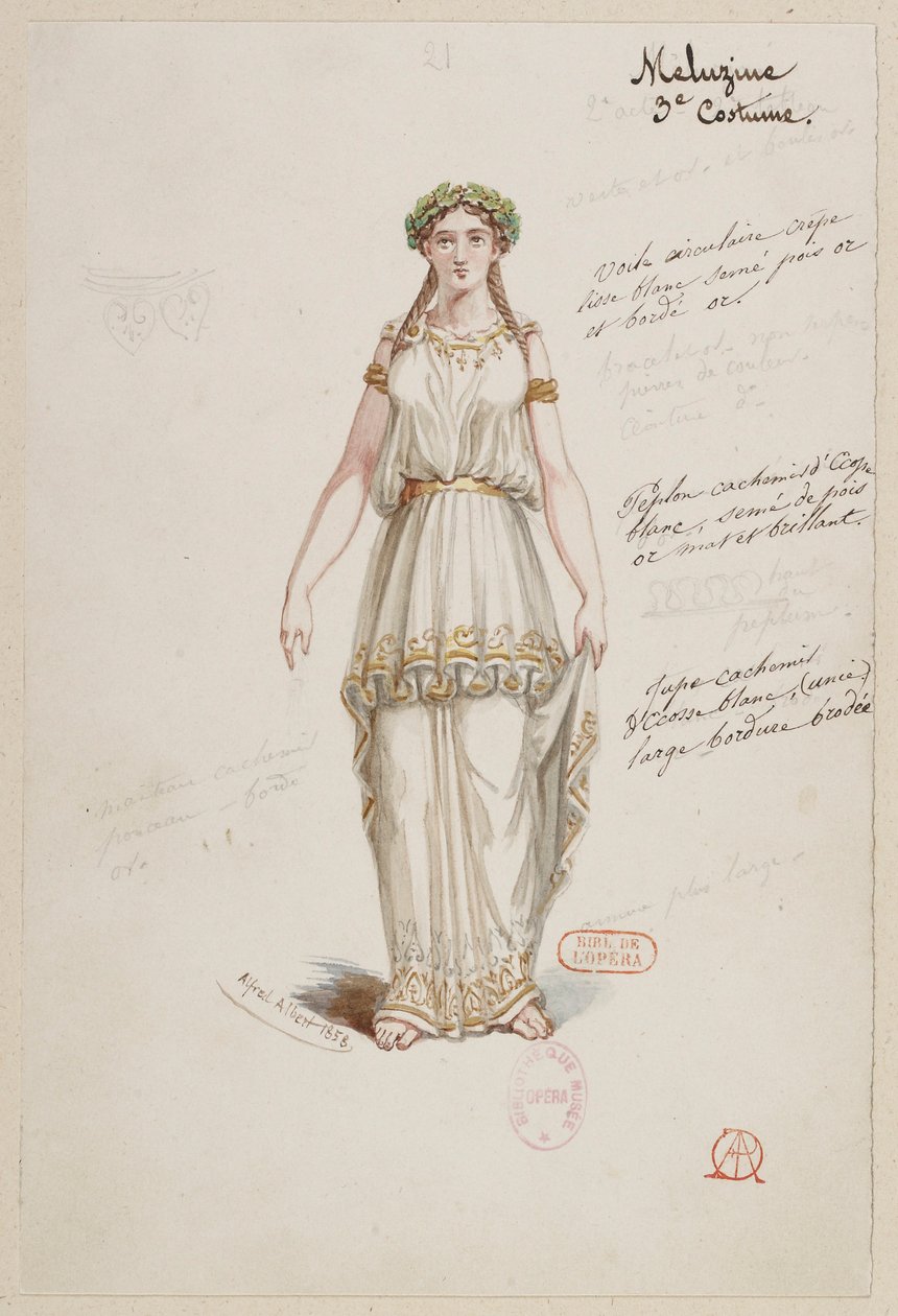 Halévy - La magicienne - maquettes de costumes par Alfred Albert - 21. Mélusine, 3e costume - Alfred Albert