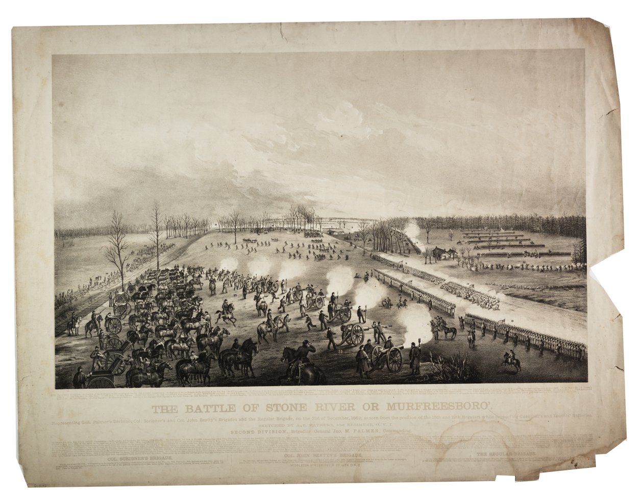 La bataille de Stone River ou Murfreesboro, 1863 - Alfred E. Mathews