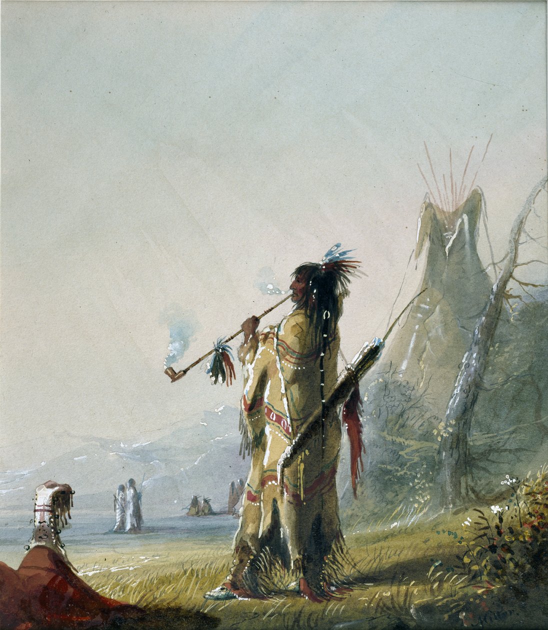 Un Indien Shoshonee [sic] en train de fumer - Alfred Jacob Miller