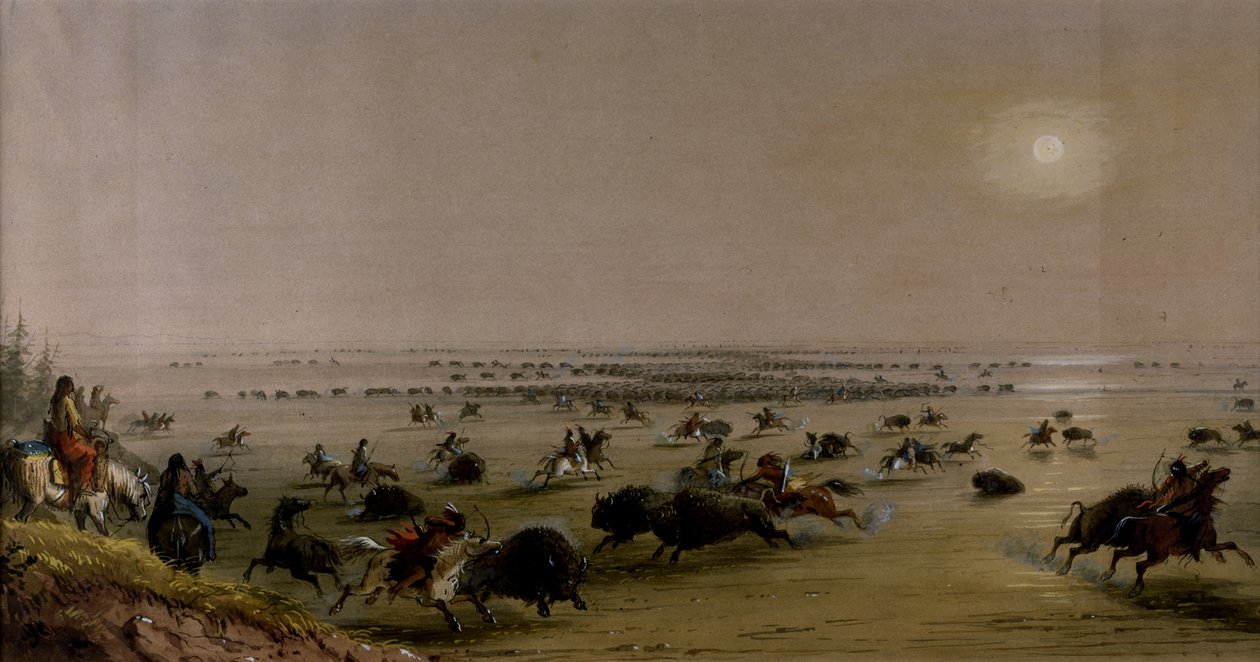 Un « encerclement » de Buffalo par les Indiens - Alfred Jacob Miller