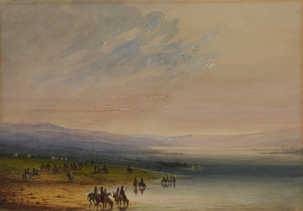 Une caravane sur la Platte - Alfred Jacob Miller