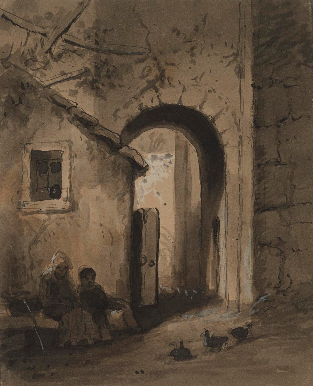 Des enfants devant un portail - Alfred Jacob Miller