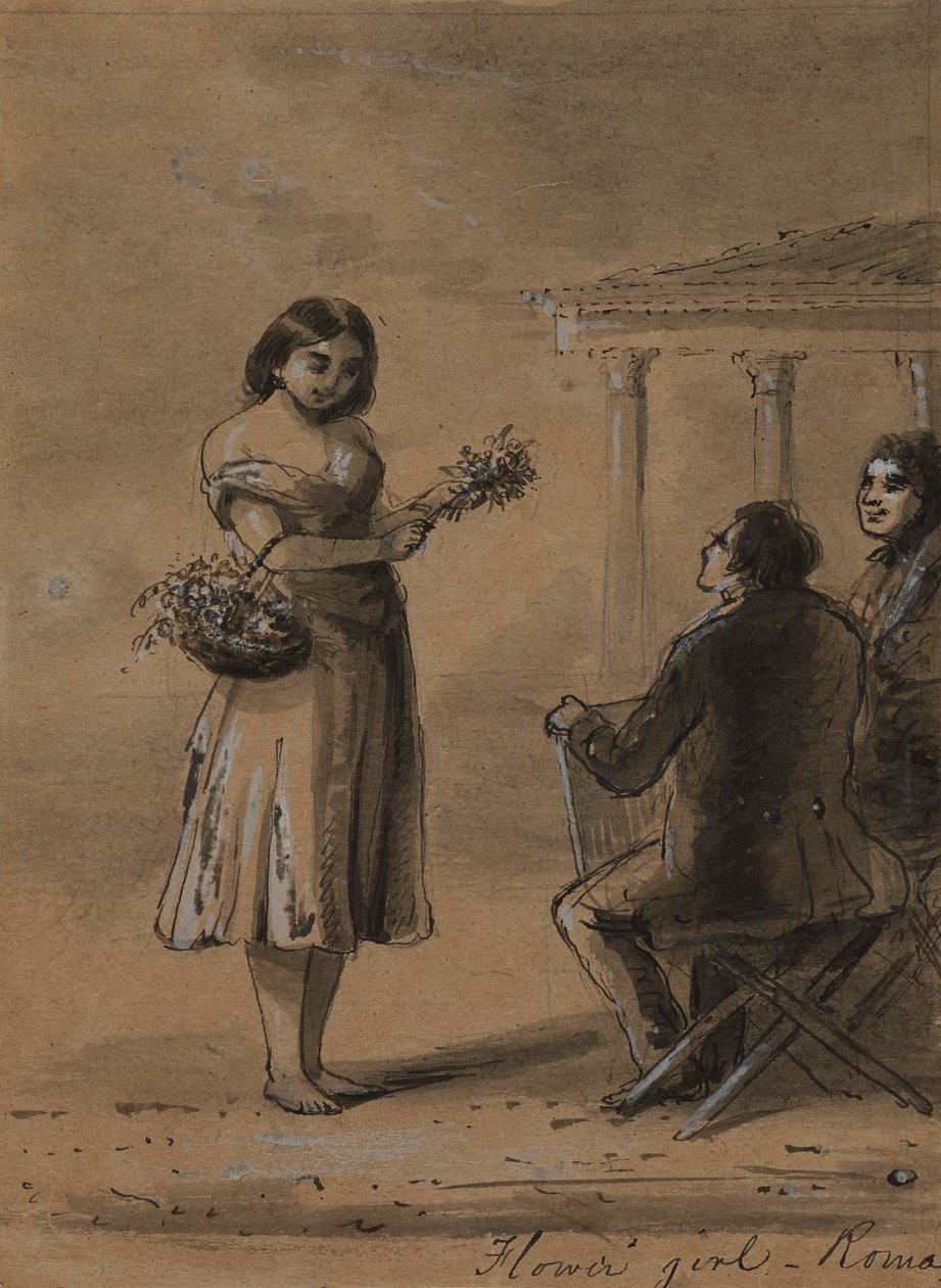 Jeune fille vendant des fleurs - Alfred Jacob Miller
