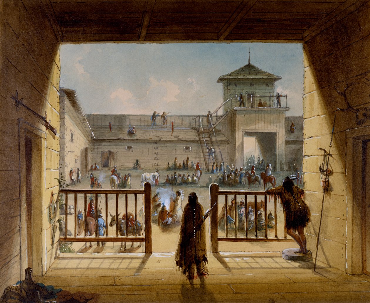 Intérieur de Fort Laramie - Alfred Jacob Miller