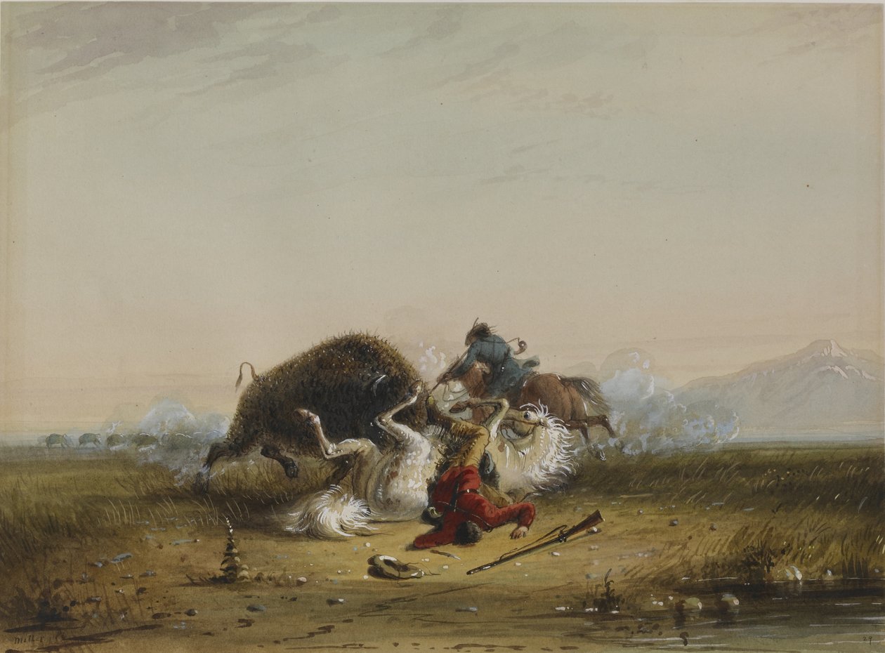 Pierre et le buffle - Alfred Jacob Miller