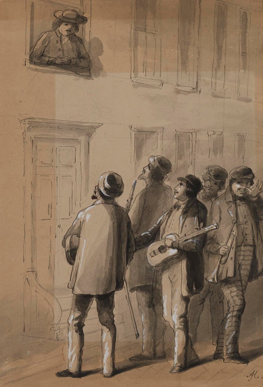 Des chanteurs sous la mauvaise fenêtre - Alfred Jacob Miller