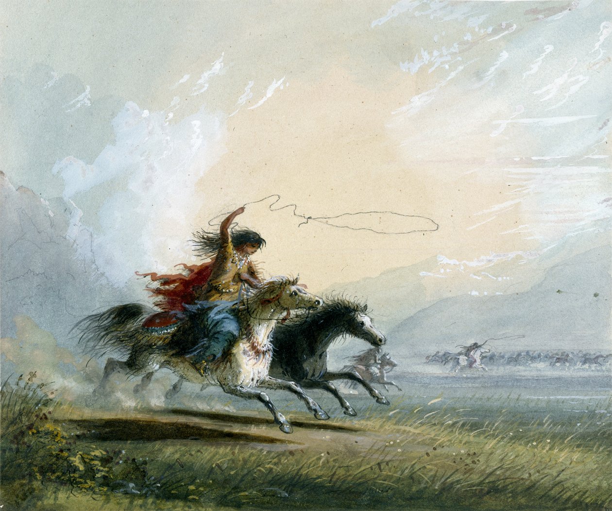 Femme shoshone – Attraper un cheval - Alfred Jacob Miller