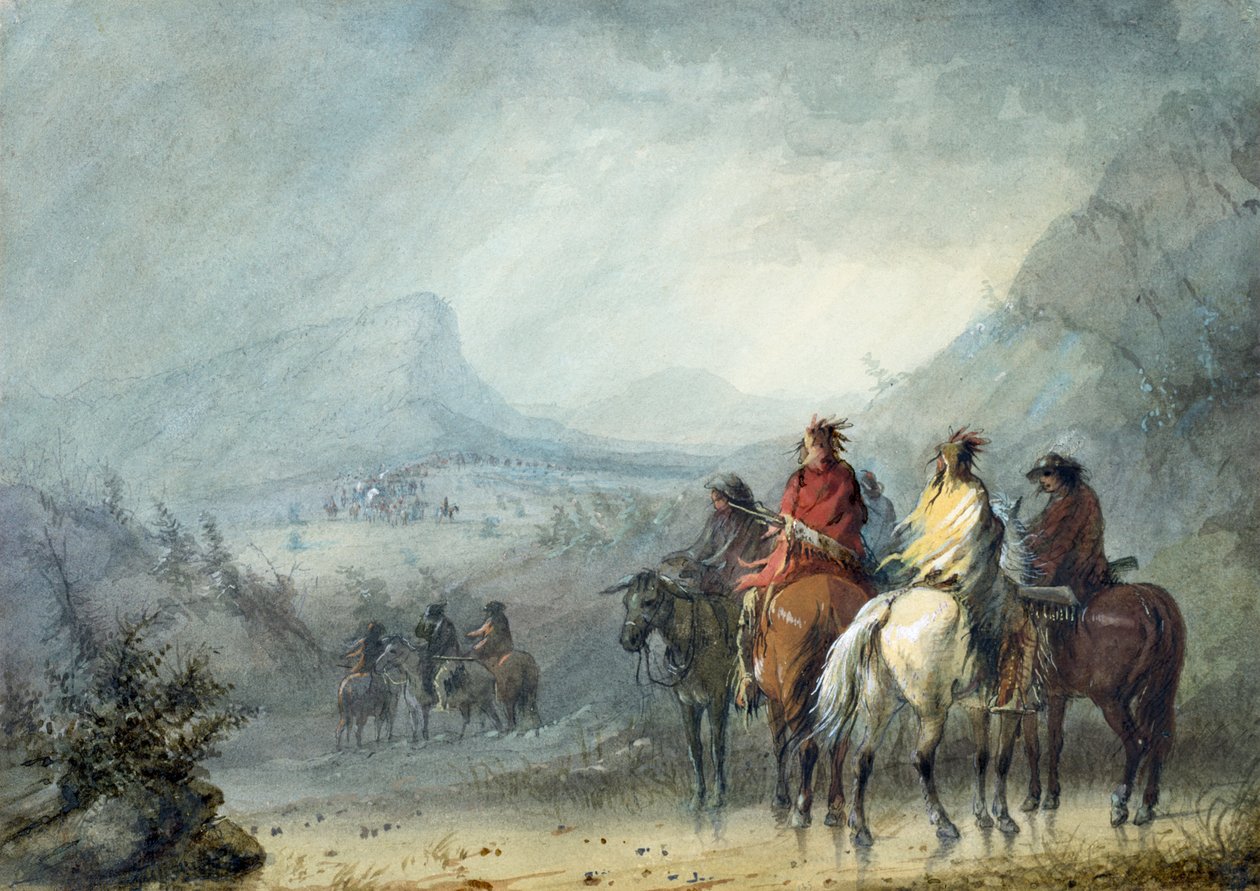 Tempête : En attendant la caravane - Alfred Jacob Miller