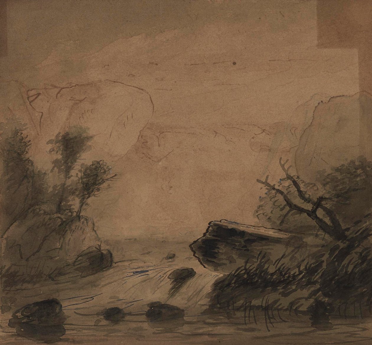 Vue de chutes de montagne - Alfred Jacob Miller