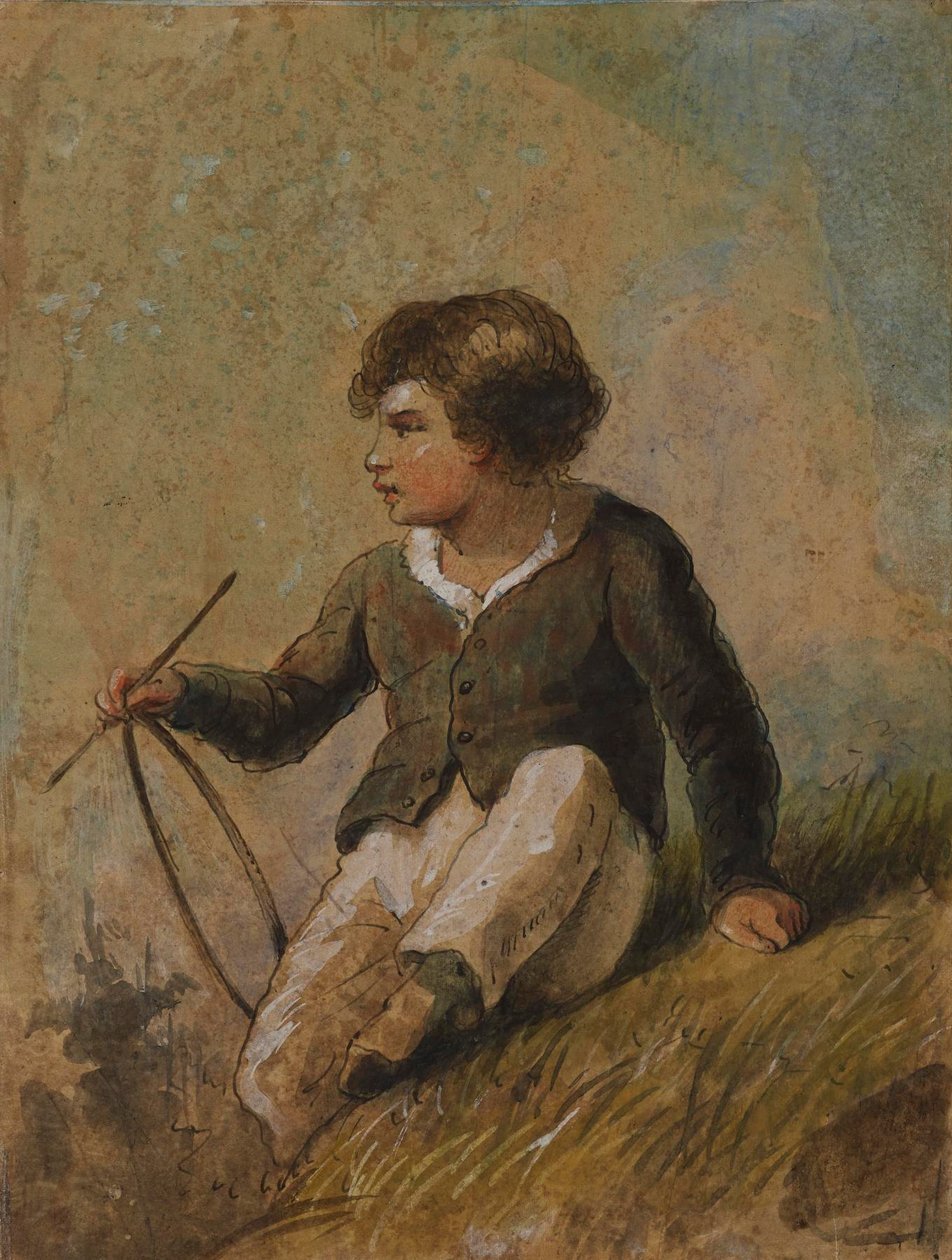 Jeune garçon avec un cerceau et un bâton - Alfred Jacob Miller