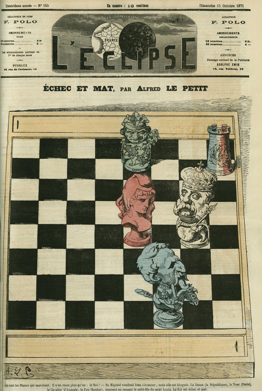 Échec et mat, la Dame-République, la Tour-Paris, le Cavalier-Duc d