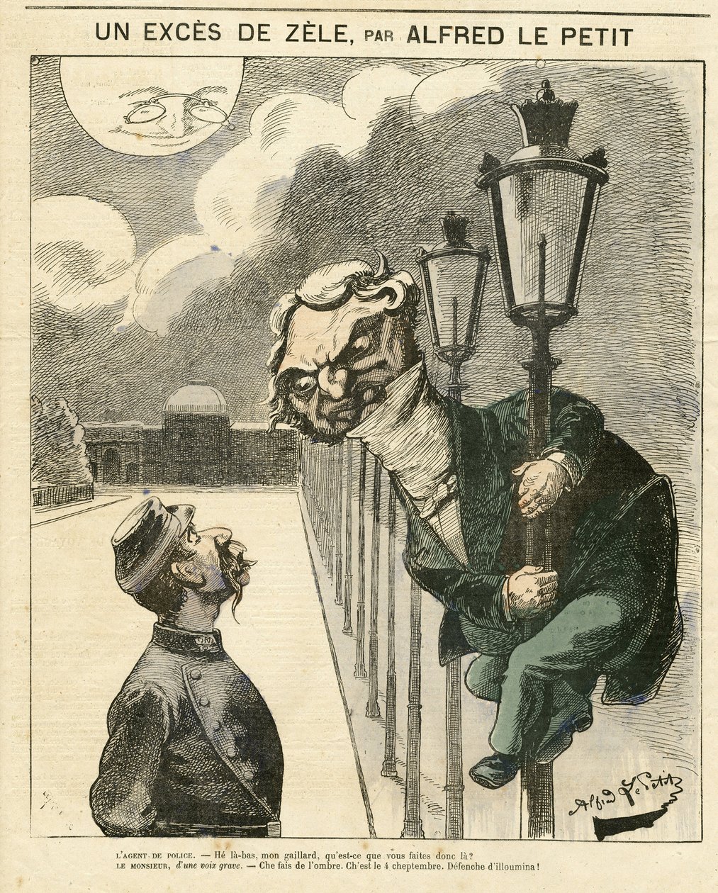 Illustration de Alfred Le Petity (1841-1909) pour la couverture de Le Grelot - Alfred Le Petit