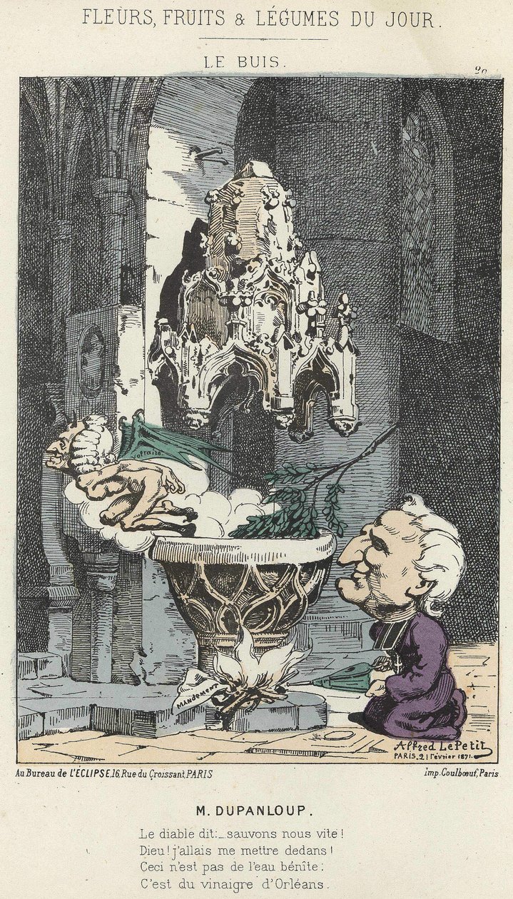 Le Boxis: Caricature sur Dupanloup - ill. du 21/02/1871 dans « Fleurs, Fruits et Légumes du Jour » - Alfred Le Petit