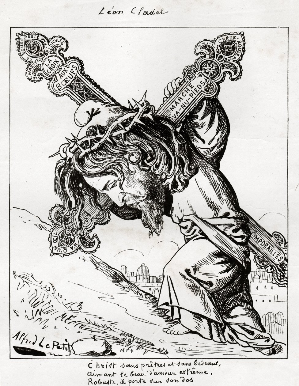 Caricature de Léon Cladel, vers 1875-80 - Alfred Le Petit