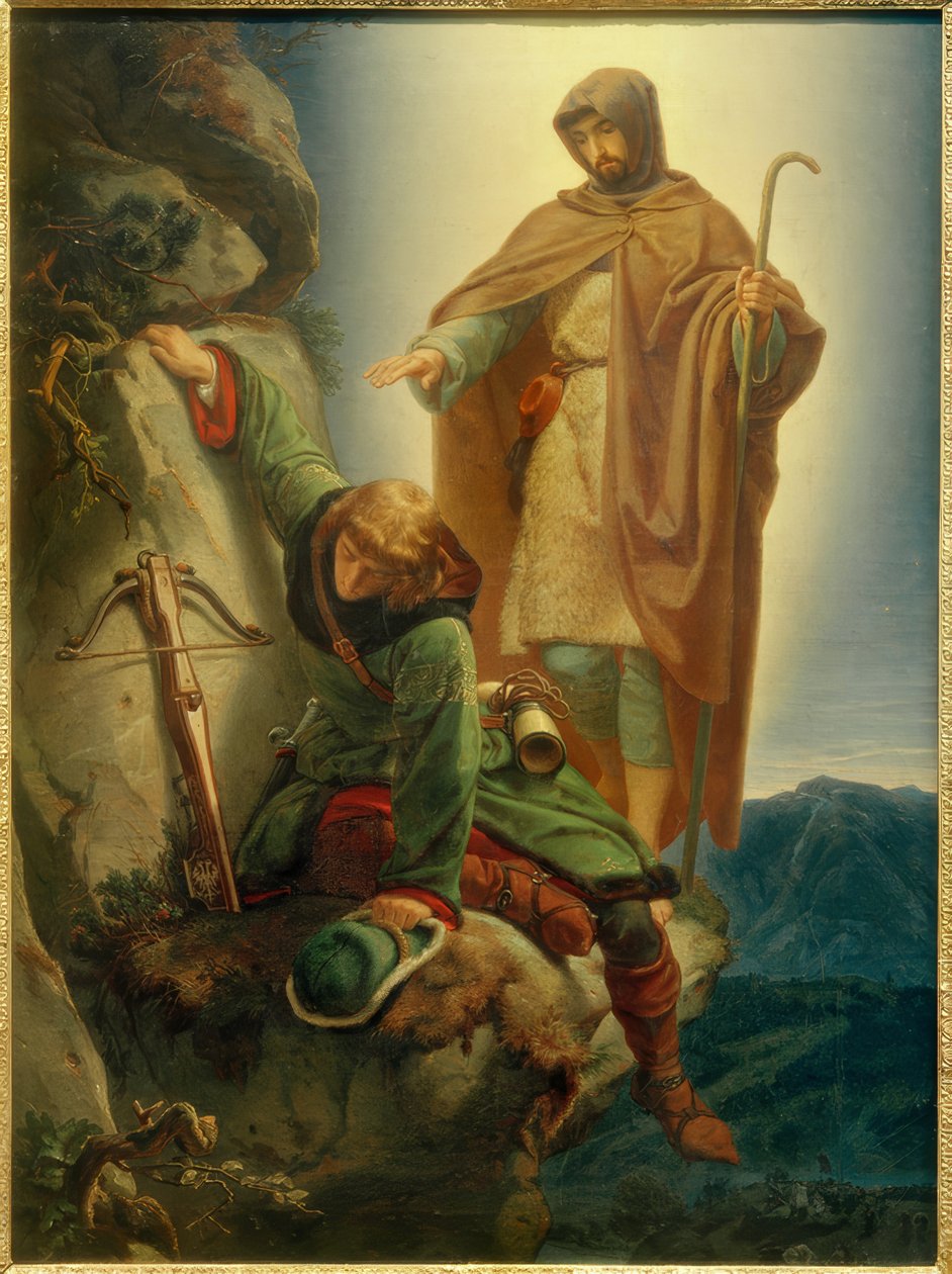 Ange gardien sauvant Maximilien dans la paroi de Saint-Martin - Alfred Rethel