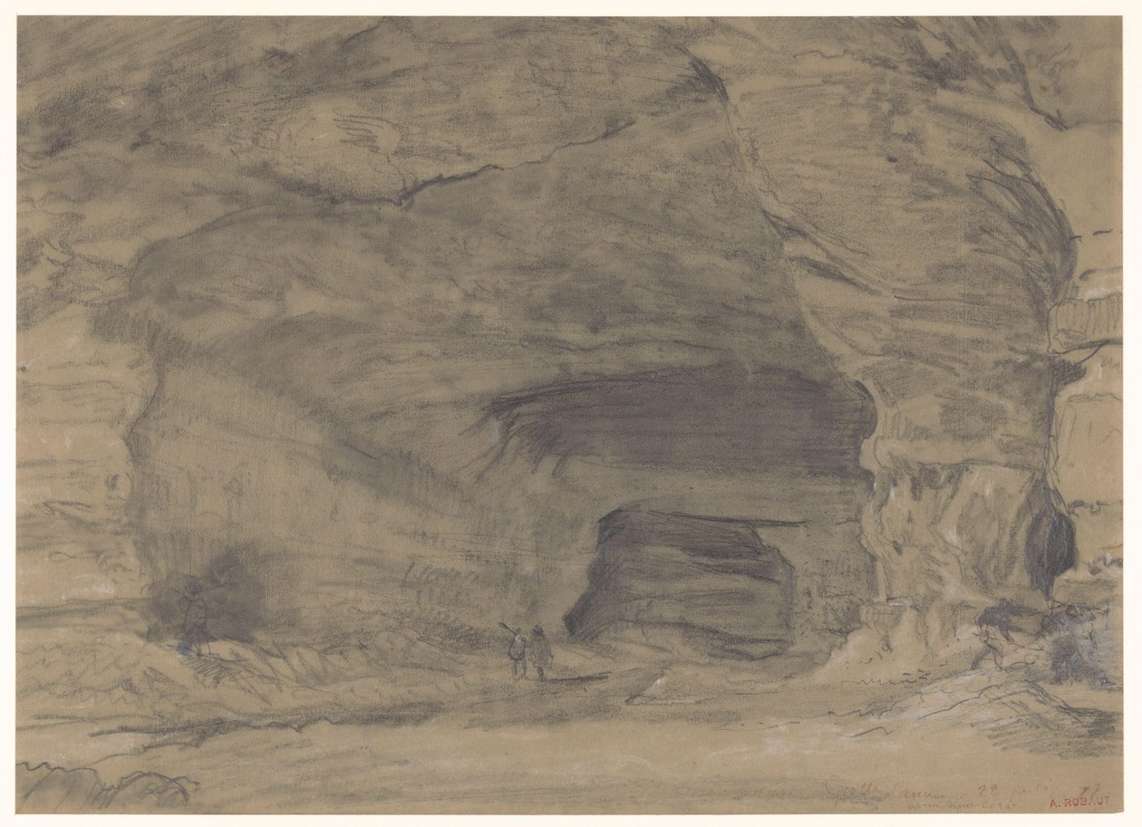 Deux figures se promenant dans une grande grotte - Alfred Robaut
