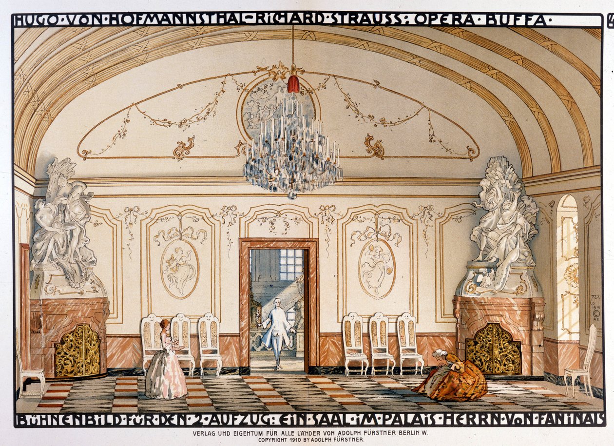 Richard Strauss : Der Rosenkavaliert (Le Chevalier à la rose) Scénographie de Roller. 2ème acte - Alfred Roller
