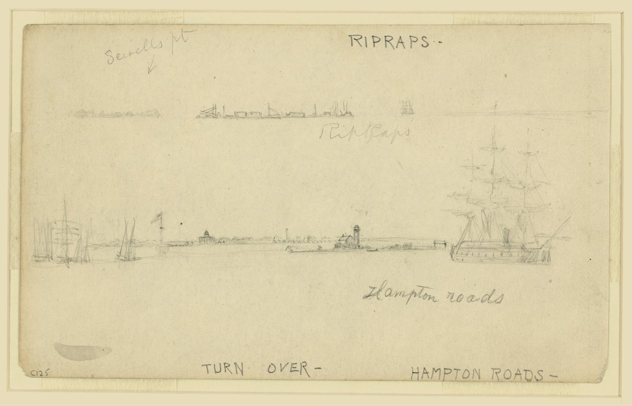 Ripraps et Hampton Roads - Alfred Rudolph Waud