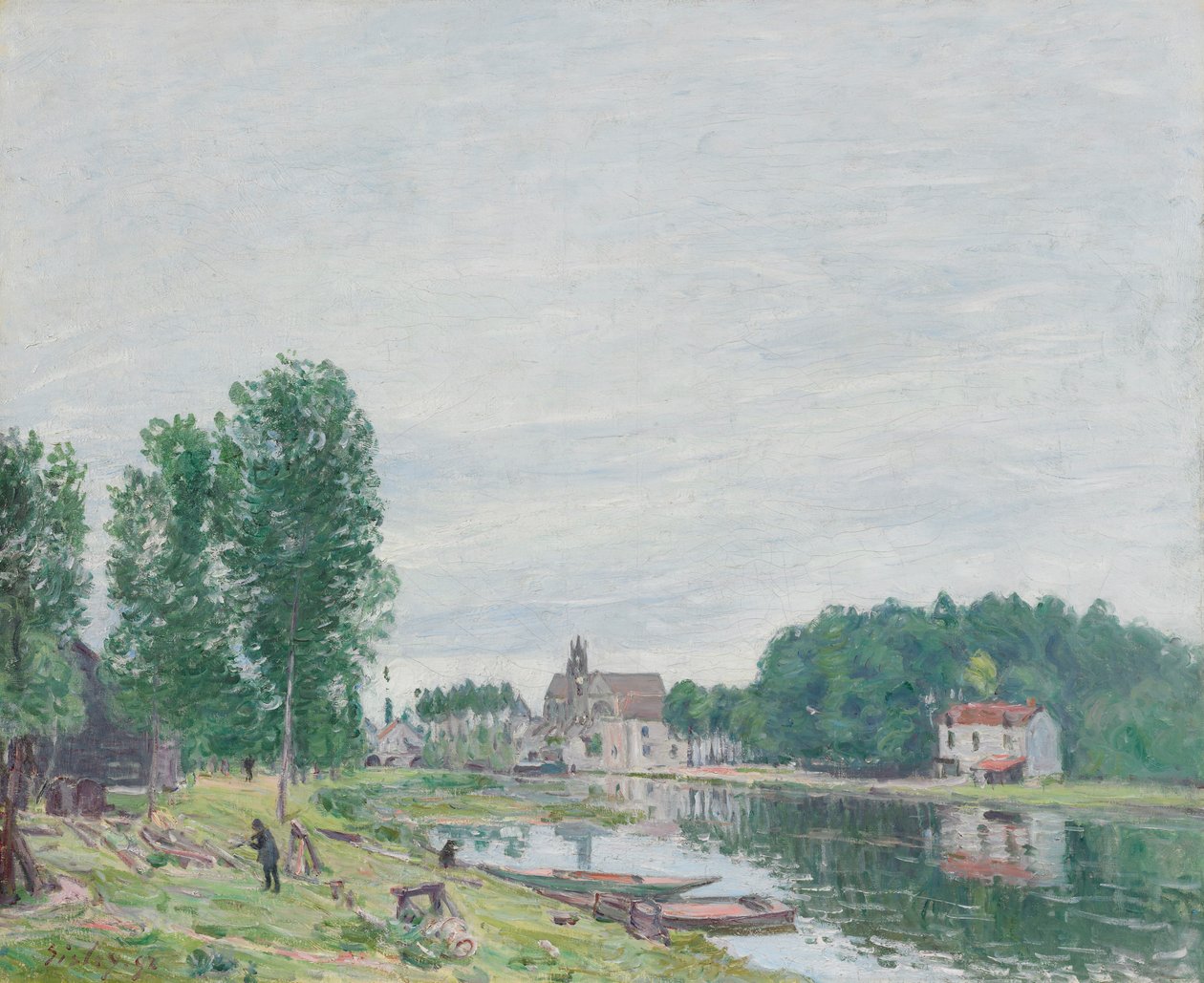 Le chantier naval Matrat, Moret-Sur-Loing, temps pluvieux - Alfred Sisley