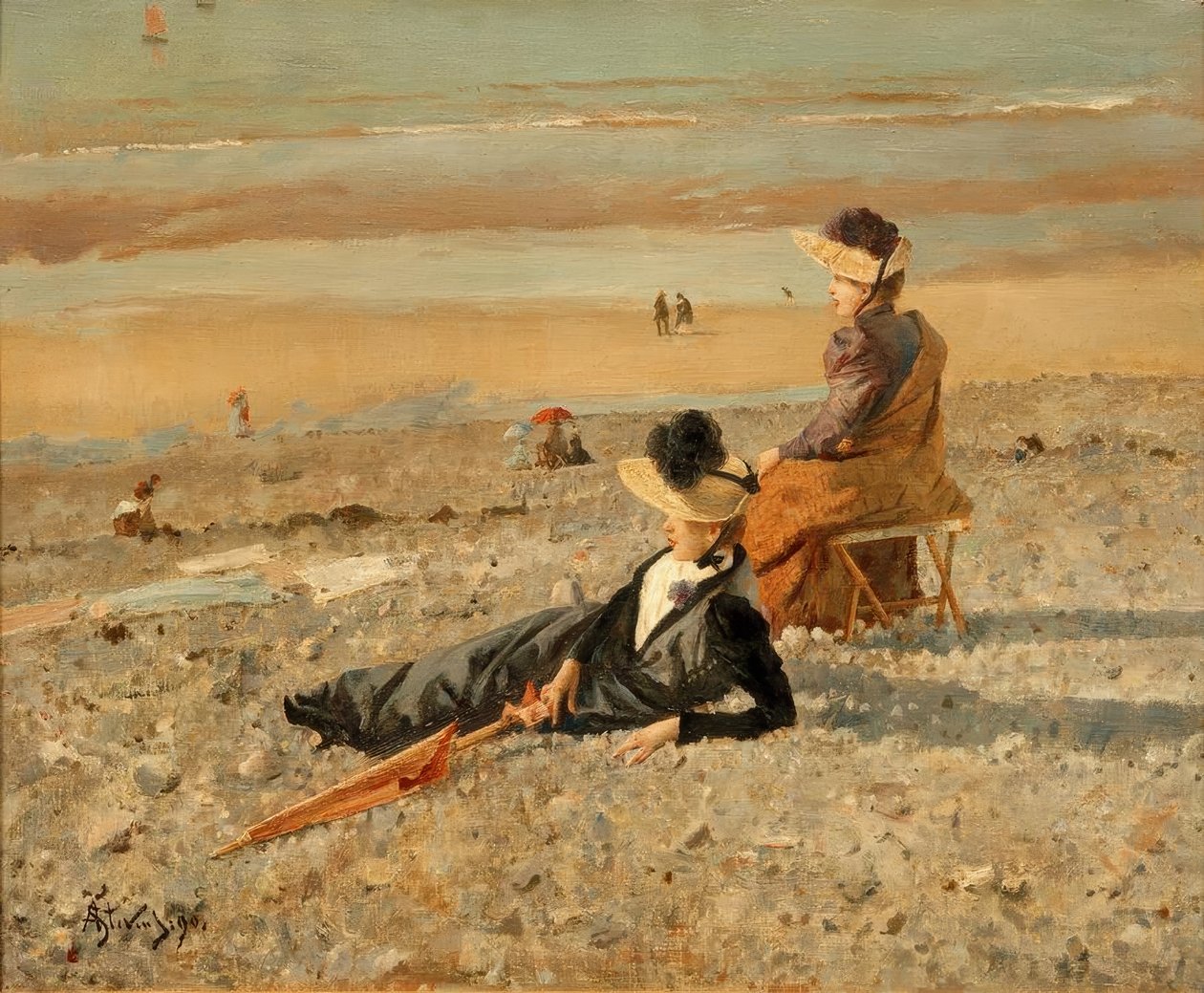 A. Stevens, Une belle journée à Le Tréport - Alfred Emile Stevens