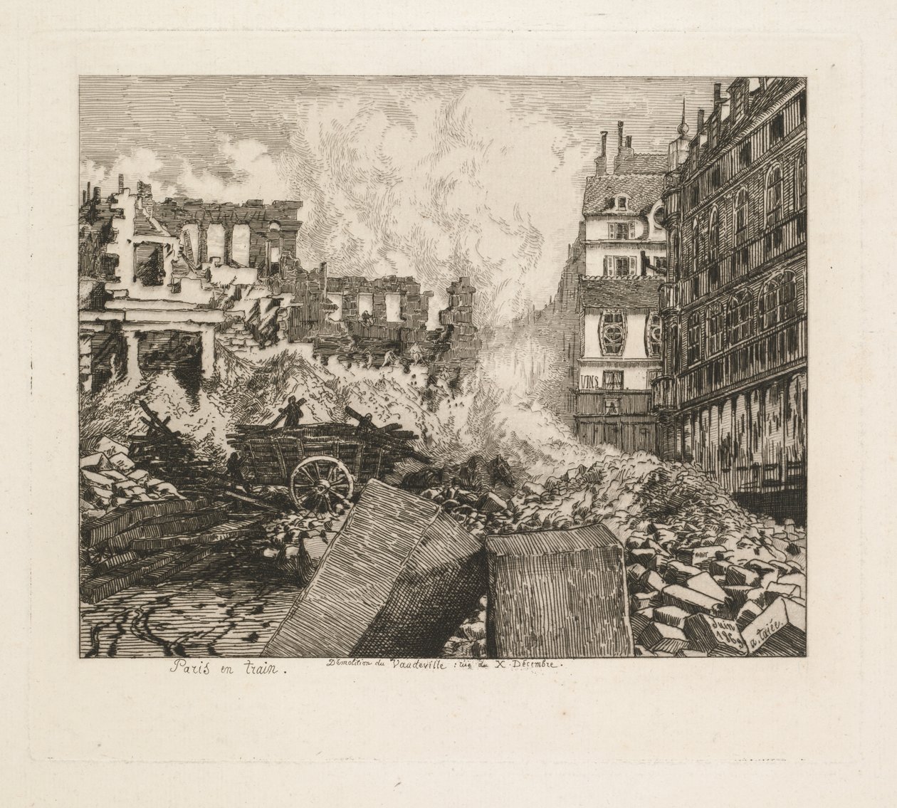 Paris en Train. Démolition du théâtre du Vaudeville : rue du Dix-Décembre - Alfred Taiée