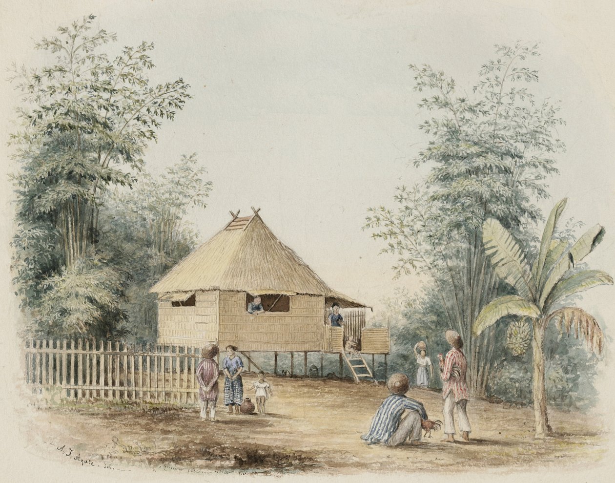Maison indigène près de Manille, 1842 - Alfred Thomas Agate