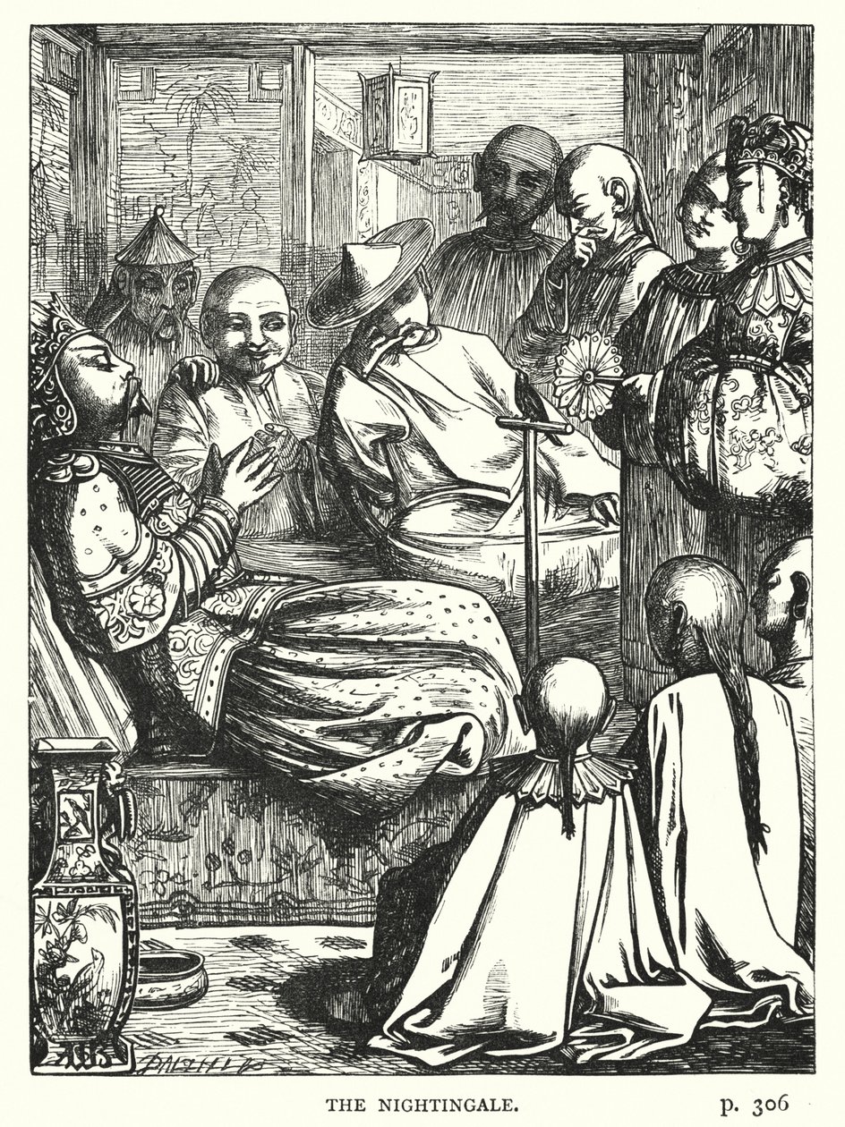 Hans Christian Andersen : Le rossignol (lithographie) - Alfred Walter (after) Bayes