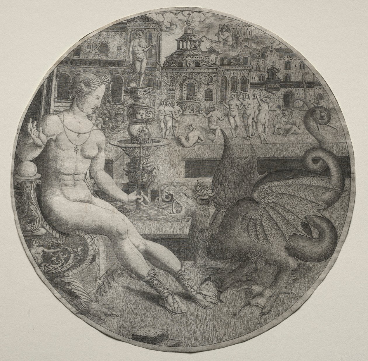 Femme nue et un dragon, 1523 - Allaert Claesz
