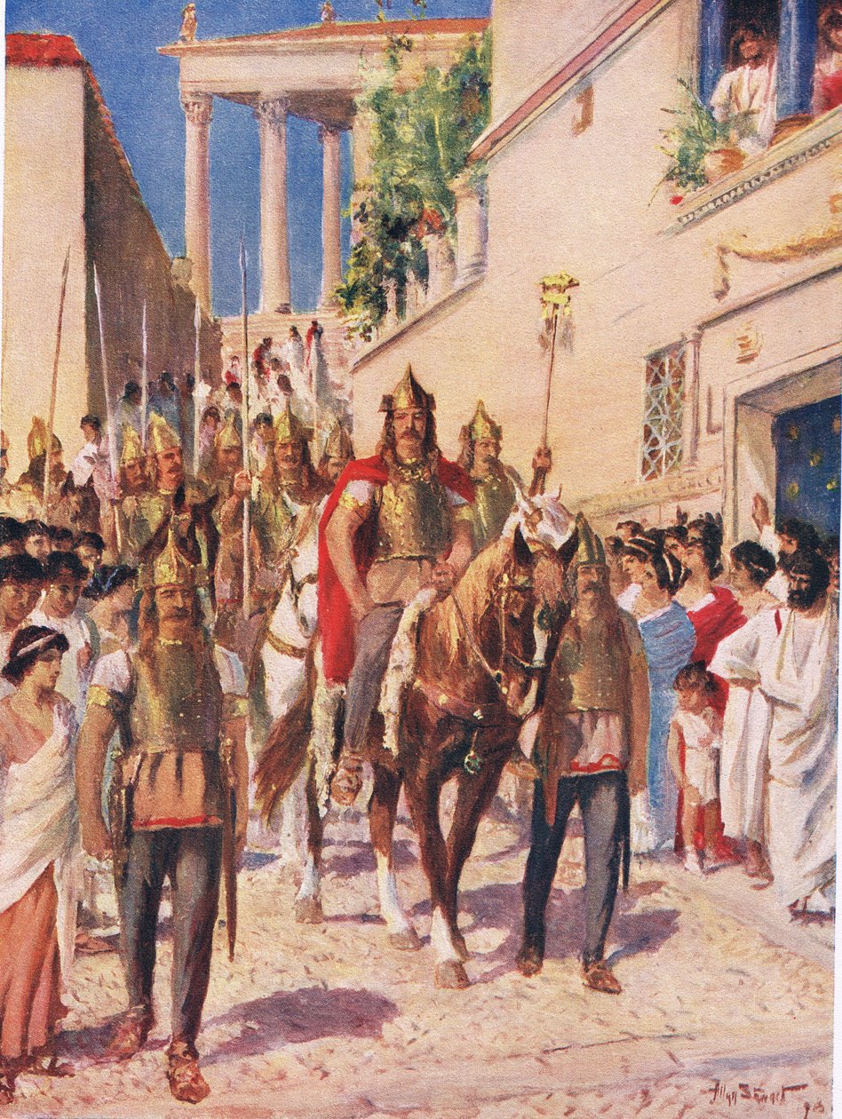 Alaric le Goth entrant à Athènes en 395, illustration de 