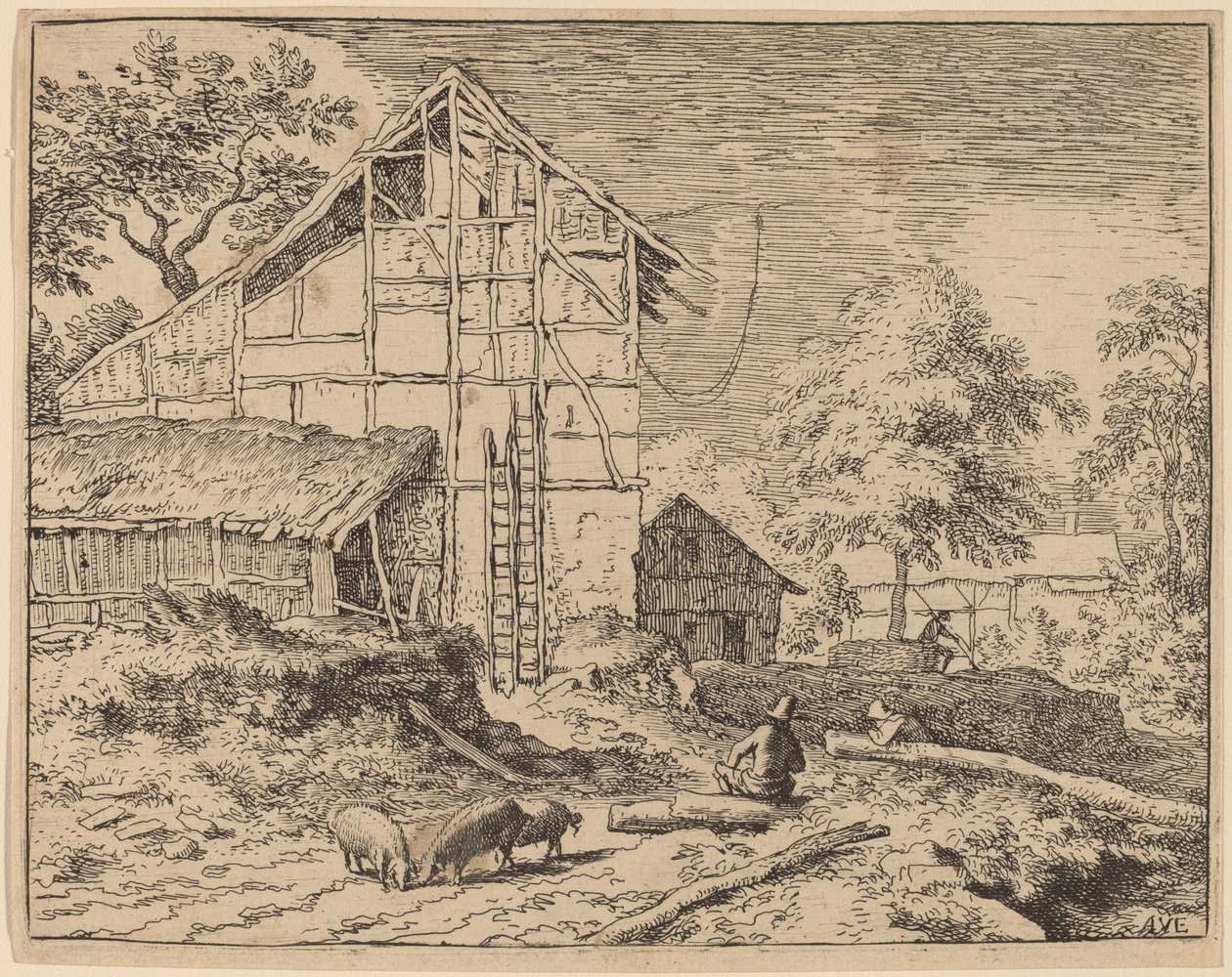 Cottage avec deux échelles - Allart van Everdingen
