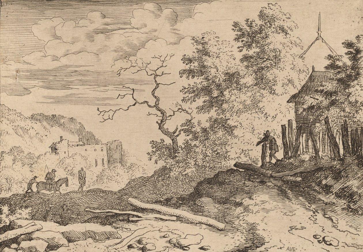 Cabane avec les restes d