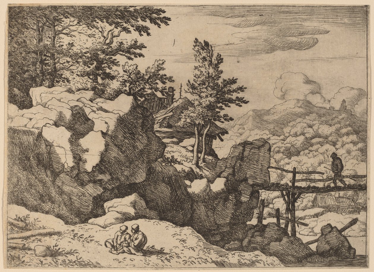 Homme sur un petit pont en bois, probablement vers 1645-1656 - Allart van Everdingen