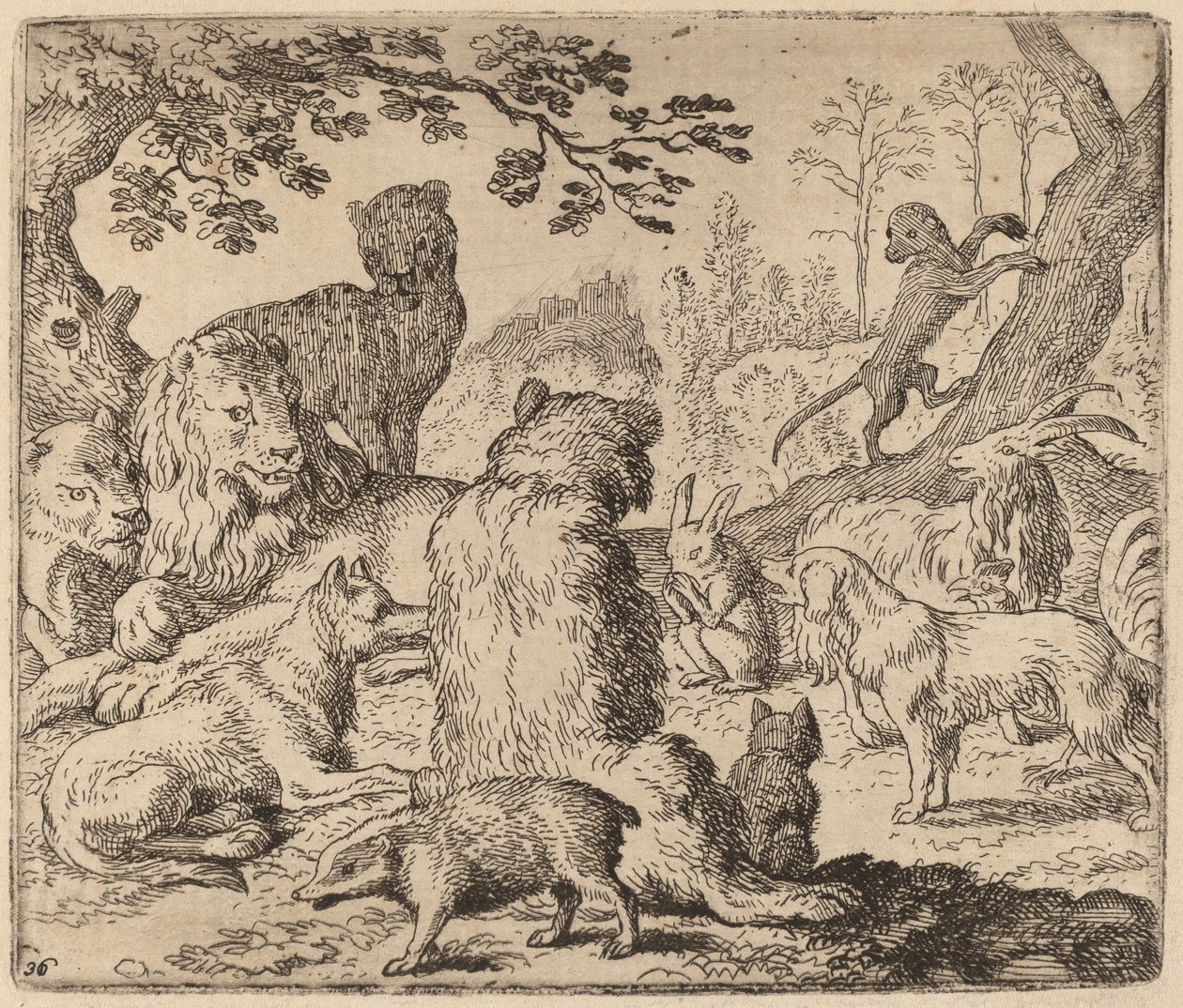 Le Lion ordonne une attaque massive sur Reynard, probablement vers 1645-1656 - Allart van Everdingen